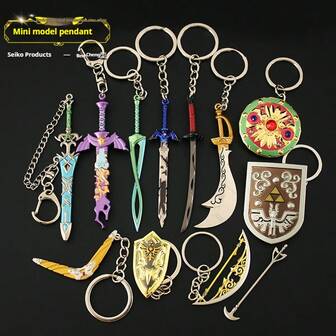 2025 New - 1pc : Breath Of The Wild Link's Master Sword, Hylian Shield, 7 Treasures Weapon Mini Keychain Pendant, Collectible Model, Holiday/Birthday Gift