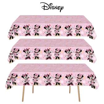 Disney 1/3/6 piezas Mantel desechable con tema de Minnie Mouse rosa, adecuado para fiestas, decoraciones de cumpleaños, suministros para fiestas