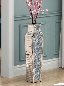 Mirrored Floor Vase 68 Cm, Silver, Crystal Decor For Dried Flowers - Silver - View 9