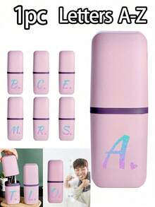 1pc Romantic Flower Initials A-Z White Portable Toothbrush Case, Keep Your Toothbrush Clean And On The Go!Travel Toothbrush Holder, Portable Toothbrush Cup Cover, Suitable For Travel, Camping, Business Travel, And School, Multi-Purpose Toothbrush Cup, Travel Wash Cup - White - View 13