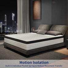 12-Inch Memory Foam Hybrid Mattress, Featuring Individually Wrapped Coils, Medium Firmness, Vibration Isolation, Providing Support And Comfort. Available In Full/Queen/King Sizes, Suitable For Furniture And Home Decor, Mattress.
