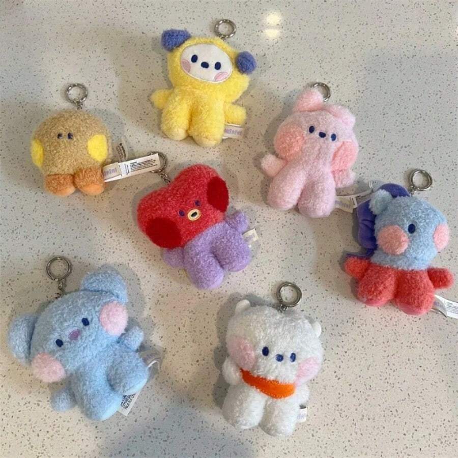 Cosplay Series Anime Figures Kawaii New Kpop Cartoon 8Cm Small Animal Mini COOKY RJ TATA Plush Keychain Knapsack Pendant Cartoon New Plush Doll Pendant Birthday Gift A Christmas And Birthday Gift For A Friend - Multicolor - View 1