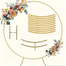 多功能圆形背景架，适用于婚礼、生日、周年纪念和毕业典礼。耐用铁质圆形婚礼背景架，配有快速拆卸夹，优雅派对装饰，适合生日派对。 - 金色 - 查看 6