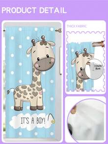 2PCSTwo Cartoon Giraffe Themed Curtains With Pink Curtains. Giraffes Wearing Pink Bows Paired With Blue Curtains. Giraffes With The Caption "IT'S A BOY!" Are Perfect For Giving GiftsPolyester Curtains For Kids Room - Soft Fabric & Easy To Clean - Multicolor - View 4