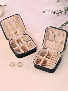 Small Jewelry Storage Box, Zippered Open Storage Bag, Portable Jewelry Box, Travel Jewelry Box, Used For Rings, Pendants, Earrings, Necklaces, Bracelets, Gift Boxes, Girls And Women's Gift Boxes,For Holiday Beach, Bathroom Collection, Bedroom Collection, Large Capacity - Multicolor - View 8