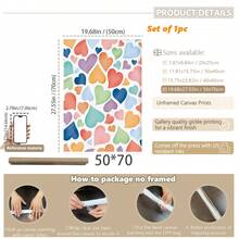 1 件异想天开的彩虹心形墙饰 - 带框和无框彩色爱心装饰 | 俏皮的水彩心形，采用柔和明亮的色调 | 现代育儿室、儿童房和波西米亚风卧室装饰 | 完美的情人节礼物和中性育儿室装饰 - 彩色 - 查看 13