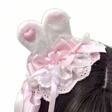 1pc Bowknot Bohemian Polyester Lolita Lace Headband, Versatile Lolita Lace Headband, Sweet Headband Accessory; 5pcs Japanese School Girl/Magical Girl Sakura Xie'Anran Style Hair Clips; 1 Pair Handmade Cute Japanese Angel Wings Hair Clips, Crystal Bowknot Decor Hair Clips - Bow Headdress - View 2