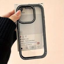 Funda para teléfono con incrustaciones de doble cara, 1 unidad, adecuada para teléfono 16 15 14 13 12 Pro 16 15 14 Plus 13 12 Pro 11 - Negro transparente - Ver 1