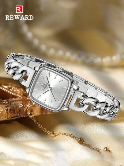  Reward Women Quartz Watch Luxury Fashion Lady Wrist Watches Stainless Steel Bracelet Waterproof With Box Elegant And Versatile For Business And Casual Wear Retro Rectangle Watch