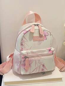 1pc Multifunction Mini Student Backpack - Cute Striped Texture Travel Bag, With Multiple Pockets & Comfortable Straps - Multicolor - View 5