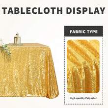 Gold Sequined Tablecloth, Rectangular Glitter Tablecloth, Suitable For Birthday Parties, Weddings, Valentine Decor, Bridal Showers, New Year's Decor, Table Décor, Bachelorette Parties, Graduations, Bridal Showers, Wedding Decor, Baby Shower Party Supplies, And Gender Reveal Party Supplies. - 金色 - 查看 3