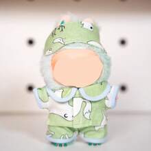 (Colocación de patrones al azar) Ropa solo para muñeca Labubu de 17 cm, Conjunto de pijama lindo, Ropa de muñeca de peluche Labobo con forma de corazón y macarrón, Compatible con Labubu - Multicolor - Ver 4
