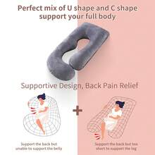 Ubravoo 66 Inch G-Shape Full Body Pregnancy Pillow,  Abdominal Hips Back And Legs Best Support Side Sleeping Lumbar Protect Maternity Pillow, Ideal Relief For Pregnant Women Support With Washable Cover,Pregnant Women's Ultimate Comfort And Relaxation - Grey - View 8