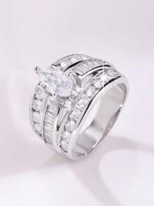 1 Stück Luxus Vintage Zirkonia Breitband Ring in Augenform, hochwertige Herren Schmuckstücke, geeignet für den täglichen Gebrauch oder Partys, ideales Valentinstags-Geschenk