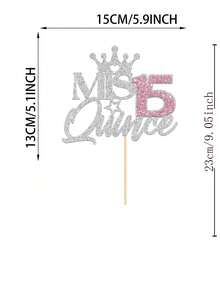 1pc Mis 15 Quince Cake Topper, Feliz 15 Anos,Cheers To 15 Years Old Cake Decor,Spanish Happy 15th Birthday Anniversary Party Decoration Supplies - Multicolor - View 5