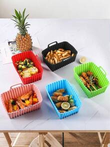 1 件空气炸锅垫、空气炸锅硅胶烤盘、空气炸锅硅胶模具、耐高温、蒸锅硅胶模具、烘焙垫、专用蛋糕模具立体折叠空气炸锅垫、耐高温硅胶烤盘、适用于厨房、烘焙店和餐厅、厨房用品 - 彩色 - 查看 5