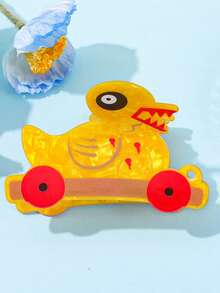 1 件夏季鸭形发夹，亚克力迷你黄鸭滑板发夹，女士发饰，动物发夹，半丸子头，披肩发，发夹，时尚休闲新奇鸭子发饰，学校用品，大学 - 彩色 - 查看 4