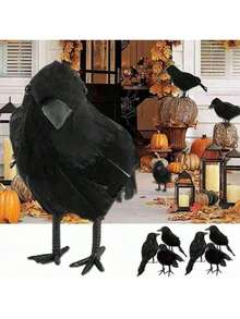 1/3/5 buah Model Gagak Hitam Halloween, Burung Palsu Realistis, Mainan Horor, Cocok untuk Dekorasi Rumah Pesta Halloween, Perlengkapan Horor - Hitam - View 1