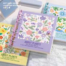 120 页透明方形笔记本，花卉图案可拆卸便携式日记本口袋便笺本，适用于学校用品，返校 - 彩色 - 查看 2