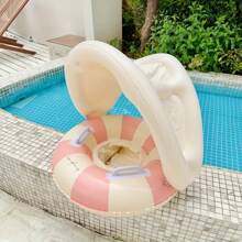 Selection Of Large Inflatable Seagull Float, Suitable For Various Water Sports In Summer; Retro Striped Inflatable Lounger, Multi-Color Blue & Pink Sun-Shading Inflatable PVC Retro Floral Striped Pool, Beach Essentials, Beach Accessories