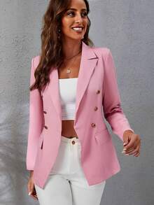 Women's Tailored Blazer Fitted Formal Jacket. - 乾枯玫瑰色 - 查看 1