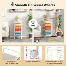 10 Drawer Rolling Storage Cart Scrapbook Paper Office School Organizer Gradient - Màu sắc của bánh Macaron - Xem 2