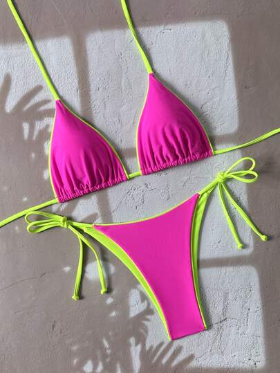 Women Leopard Print Halter Tied Sexy Bikini Set For Beach Resort 2025 Summer Halloween