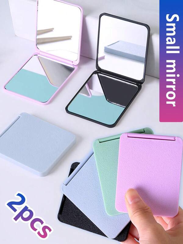 Miroir de maquillage pliable double face, petit miroir compact carré portable, miroir de poche pliable compact mini, miroir de poche carré portable double face pour étudiants, filles, femmes, cadeau de voyage en 4 couleurs, cadeau pour la fête des mères, cadeau pour maman, cadeau pour la rentrée scolaire
