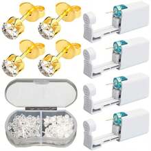 5pcs Ear Piercing Kit With Plastic Earrings For Ear Infection,Disposable Ear Piercing Gun Built-In Earrings Stud