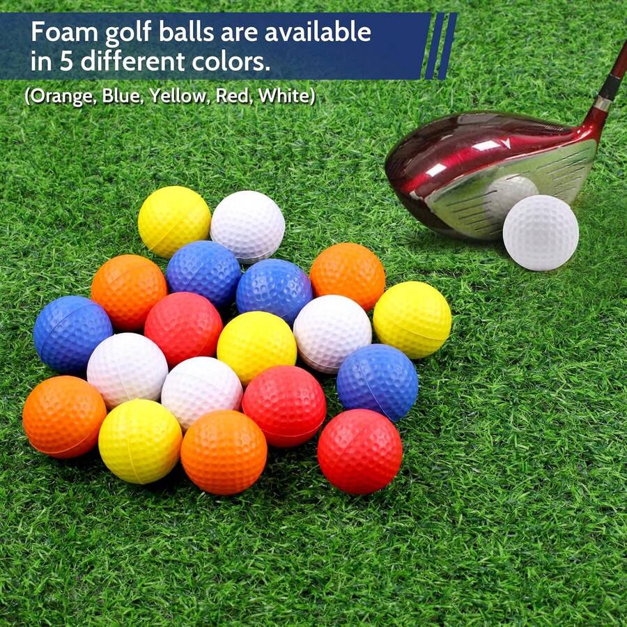 20 Pack Foam Golf Balls, 41mm Practice Golf Balls, Realistic Feel And Long Lasting Limited Fligh Practice Golf Balls For Backyard, Soft Golf Balls For Indoor Or Outdoor - Multicolor - View 1