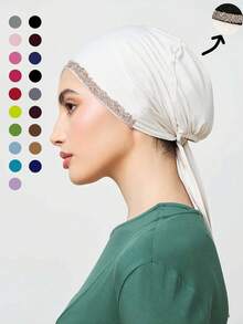 1 chiếc khăn trùm đầu bằng vải jersey màu trơn đính đá lấp lánh dành cho nữ, kiểu dáng bandana, mũ ống thời trang đính kim cương, phụ kiện hijab, mũ hijab đa năng phù hợp cho mọi mùa, mùa hè, đi biển. - Mũ lưỡi trai nhiều màu - Đính đá dập nổi - Xem 2