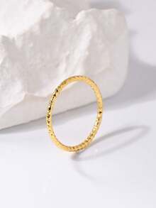 1 件经典简约 18K 镀金戒指，男女通用戒指，优雅百搭，非常适合日常通勤和特殊场合，是情侣、情人节、日常戒指的理想礼物|简约设计|耐用戒指。 - 金黃色 - 查看 1