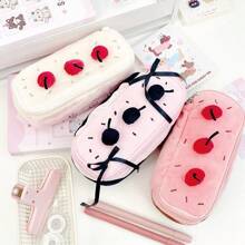 1 件新款可爱樱桃蛋糕毛绒铅笔盒，ins少女心大容量化妆包，学生文具铅笔收纳袋 - 彩色 - 查看 10