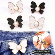 LOMILD 2 pezzi Bottoni a farfalla per regolare la vita dei pantaloni, gonne e jeans senza fori, accessorio per stringere e fissare la vita con perle