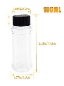 1/3 Pcs Plastic Spice Jars With Black Lids, Transparent Safe Plastic Bottles With Shaker Caps, For Storing Spices, Herbs And Seasoning Powders, Reusable Kitchen Storage Containers