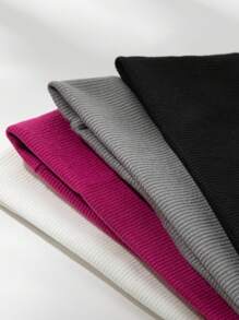 4pcs/1pc Set Knit Yoga Sports Solid Color Headband, Wide Stretch Sweat-Absorbent Hair Band, Daily Casual Home Goods Hair Accessories Fashion Head Wrap, School Stuff, College, Headbands