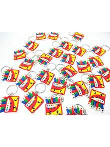 Lembrancinha Escolar 10un Chaveiro Emborrachado Mimo Alunos - Multicolorido - Visão 2