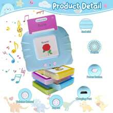 Juguete de aprendizaje auditivo en italiano con música para niños pequeños, tarjetas flash de palabras de vista para jardín de infantes, juguete para que los niños aprendan el alfabeto, números, colores, formas y talla grande