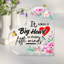 زخرفة مكتبية كلاسيكية مستوية الأبعاد 1 قطعة بشكل قلب أكريليك مع عبارة إلهامية "تحتاج إلى قلب شجاع لتشكيل قلب صغير"، ديكور منزلي، هدايا المناسبات، مناسبة للمراهقين واحتفالات الفصل، زخرفة قلب، بند هدية، تصميم نكتة، طباعة حيوية ، مستوية الأبعاد