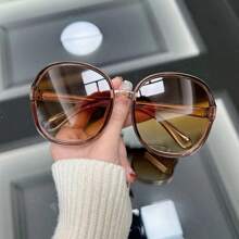 1 pieza Gafas de moda clásicas redondas, vintage con forma ovalada simple y minimalista, personalizadas con forma redonda para mujer