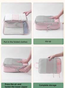 6pcs Compressible Expandable Packing Cubes, Luggage Organizer Bags With Card Slot And Transparent Window, Travel Packing Cubes Set, Expandable Clothes Organizer