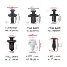 50个/100个OPP袋混合包装6种通用汽车塑料夹、紧固件、膨胀螺丝、保险杠夹 - 彩色 - 查看 12