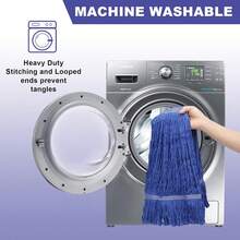 3-Pack Heavy Mop Replacement Head,Commercial Industrial Grade Blue Cotton Ring Heads,Cotton Looped End String Cleaning Mop Head Refill,Applied To Mop Of Clamping Side-Loading Handles,7658824 - Blue - View 8