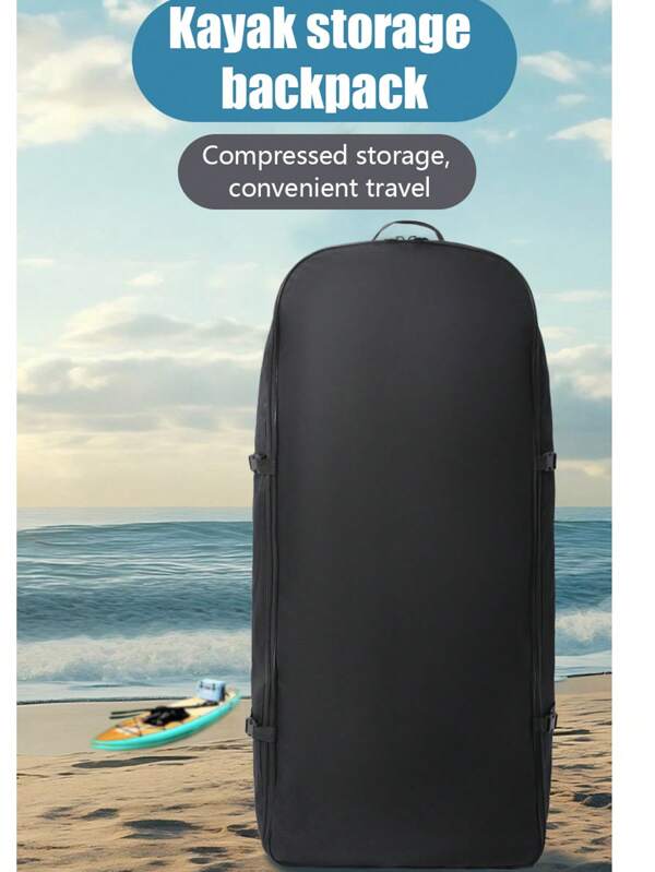 1 pieza Mochila de almacenamiento para kayak, bolsa para tabla de remo con correa de pecho y bandas para un uso talla grande fácil, mochila negra para tabla de surf, bolsa de hombro para tabla de remo inflable, capacidad impermeable ajustable para tabla de remo inflable con hebilla, artículos esenciales de playa, accesorios de playa, flotador de piscina