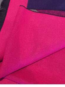 1件装女士拼接鸟图案加厚保暖围巾，仿羊绒冬季围脖 - 玫紅色 - 查看 4