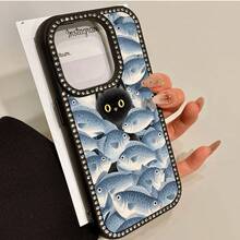 Funda para teléfono 1PC Una pantalla llena de peces Teléfono 3 en 1 con grabado de doble cara, adecuado para 16promax, 16 15pro 14 14 Plus/14 Pro 13 13 Pro 12Pro 11pro Promax Series. Suave anticaídas y resistente a las manchas, adecuado tanto para hombres como para mujeres con diciembre. - Negro - Ver 3
