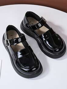 Mädchen Ballerinas, modischer Schulstil, süße unifarbene weiche Flats, atmungsaktiv und leicht, geeignet für Party, Schüler - Schwarz - Übersicht 4