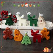 4 PEÇAS Moldes de Vela de Silicone de Árvore de Natal + Alce + Homem + Boneco de Neve + Homem de Gengibre, Molde de Resina Epóxi, Formas Fofas DIY, Artesanato de Vela Festiva de Natal para Cimento e Trabalhos Artísticos em Gesso Aromático, Ideia de Presente Perfeita