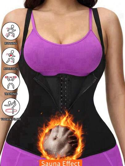 1 st. formande underkläder för utomhussporter, fukttransporterande bantningsjumpsuit med dragkedja, formande BH i 3 lager, svettabsorberande väst, midjetränare, sommarens fitnesstillbehör 2025, midjebälte för bantning, bantningsbh-topp för midja