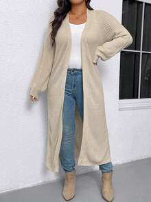 كارديجان طويل بلون أحادي كاجوال لكبار السيدات